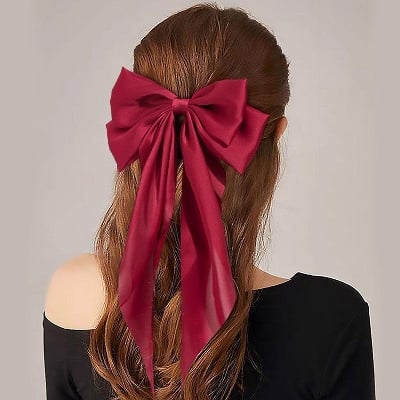 Picture of Korean Fashion Plaid Butterfly Bow Hairpin Girl Hair Accessories for Women Bowknot Hairpins Big Hair Bow By The Splash Bd - Red