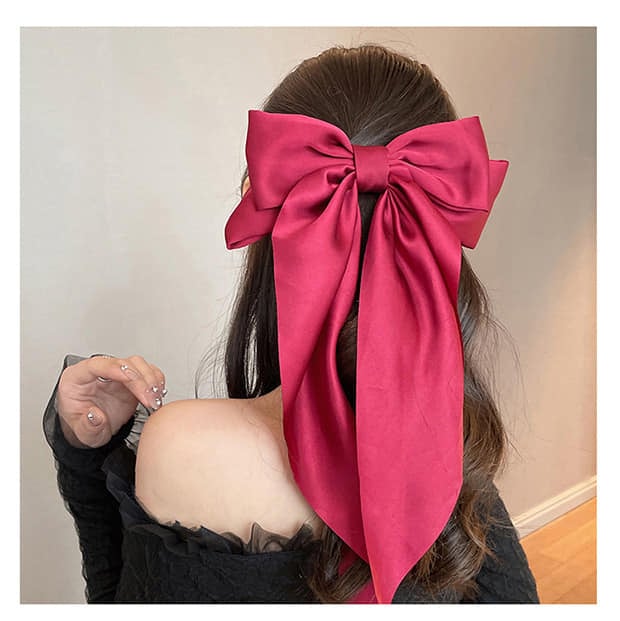 Picture of Korean Fashion Plaid Butterfly Bow Hairpin Girl Hair Accessories for Women Bowknot Hairpins Big Hair Bow By The Splash Bd - Red
