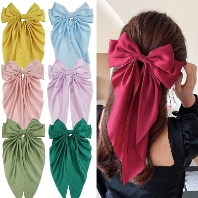 Picture of Korean Fashion Plaid Butterfly Bow Hairpin Girl Hair Accessories for Women Bowknot Hairpins Big Hair Bow By The Splash Bd - Red