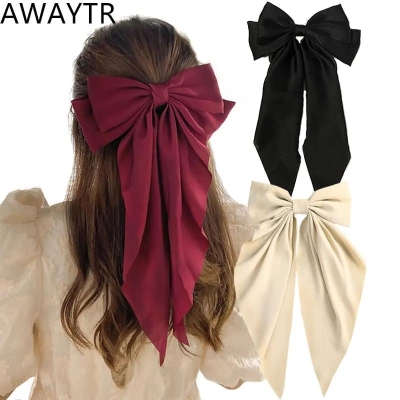 Picture of Korean Fashion Plaid Butterfly Bow Hairpin Girl Hair Accessories for Women Bowknot Hairpins Big Hair Bow By Daraz Shop - Black