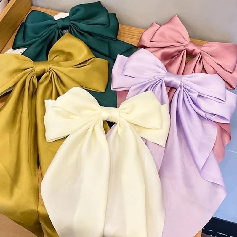 Picture of White Floral Printed Bow Clips Premium Style For Womans - Hair Band - Hair Clip - Crown - White