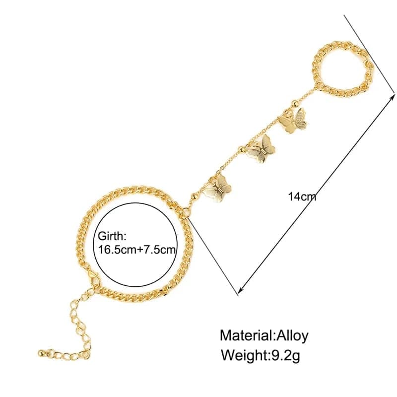Picture of Bracelet Hand Chain, Golden Hand Chain,  Gold Bracelet Chain,  Women, Finger Chain Silver - Gold