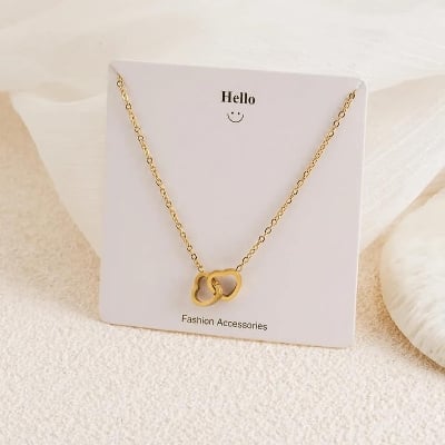 Picture of Trendy Two Heart Shaped Necklaces For Women Geometric Shape Choker Ladies Birthday Gift Fashion Jewelry