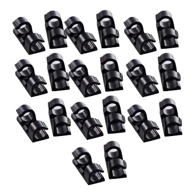 Picture of 20pcs Adhesive Data Cable Charging Wire Holder Clips Wall Desktop Cable Organizer Peeling and Mounting, Using Adhesive Glue.