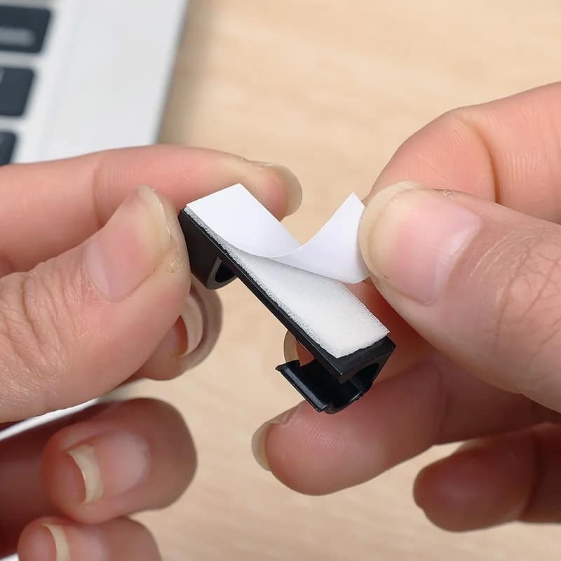 Picture of 20pcs Adhesive Data Cable Charging Wire Holder Clips Wall Desktop Cable Organizer Peeling and Mounting, Using Adhesive Glue.