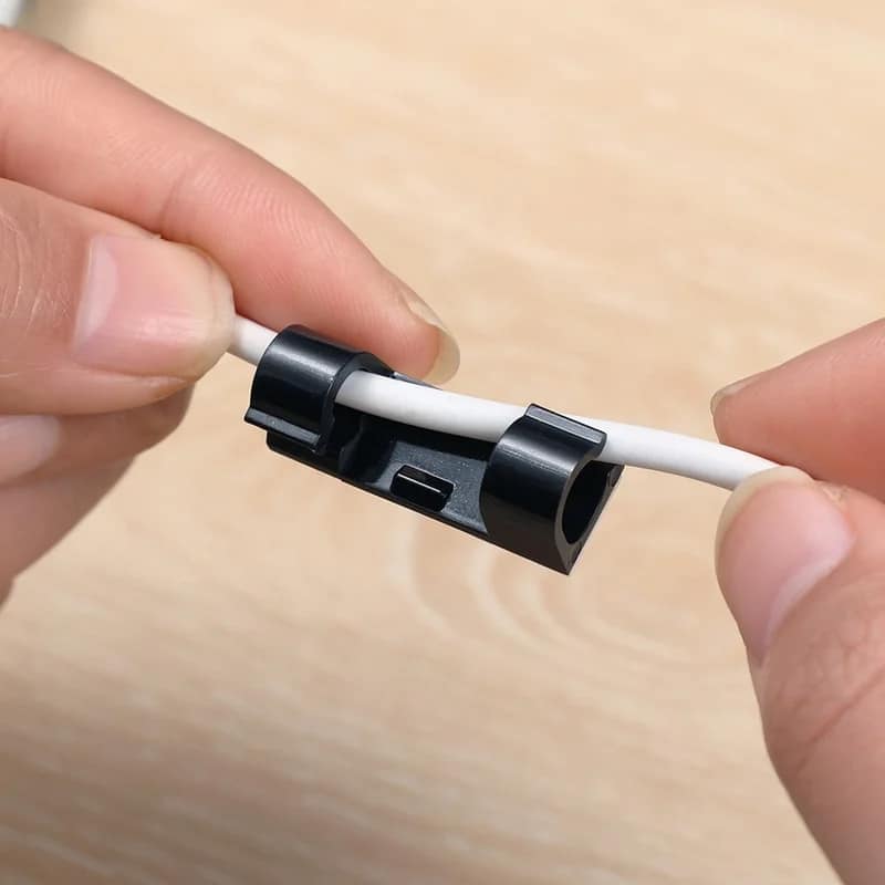 Picture of 10 pcs Adhesive Data Cable Charging Wire Holder Clips Wall Desktop Cable Organizer Peeling and Mounting, Using Adhesive Glue.