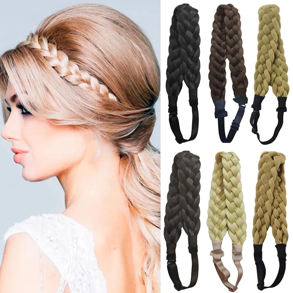 Picture of 5 Strands Classic Wide Braided Adjustable Hair Band Braided Elastic Hair Band for Women