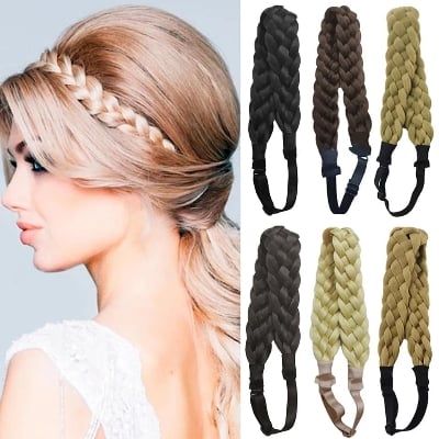 Picture of 5 Strands Classic Wide Braided Adjustable Hair Band Braided Elastic Hair Band for Women