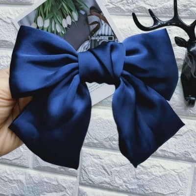 Picture of Ribbon Hairpin Headwear Simple Elegant Satin Spring Clip Fixed Hair Clip