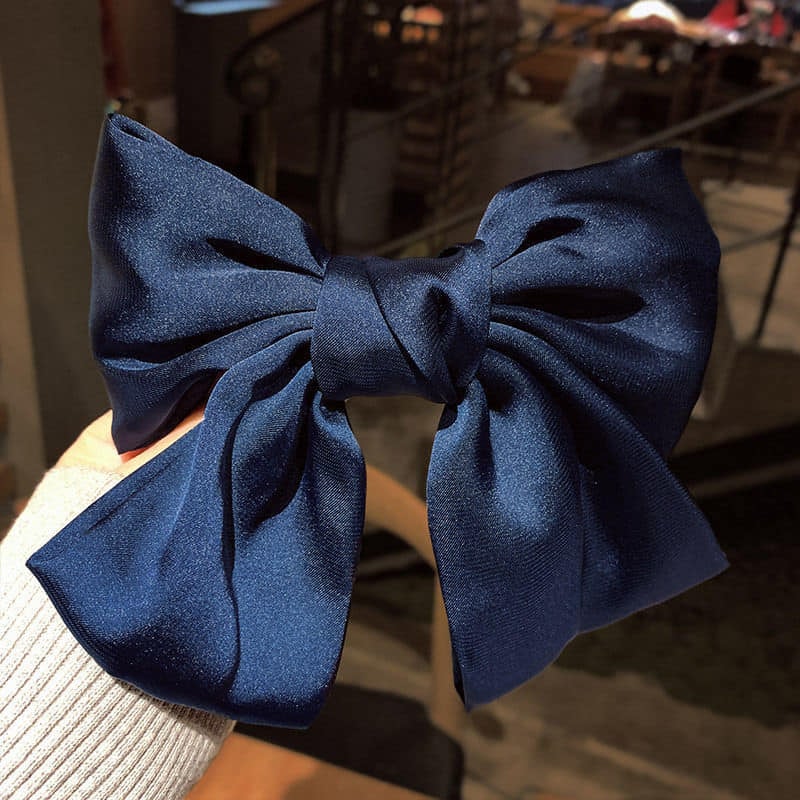 Picture of Ribbon Hairpin Headwear Simple Elegant Satin Spring Clip Fixed Hair Clip