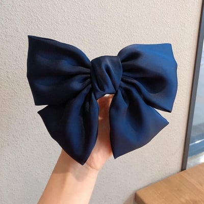 Picture of Ribbon Hairpin Headwear Simple Elegant Satin Spring Clip Fixed Hair Clip