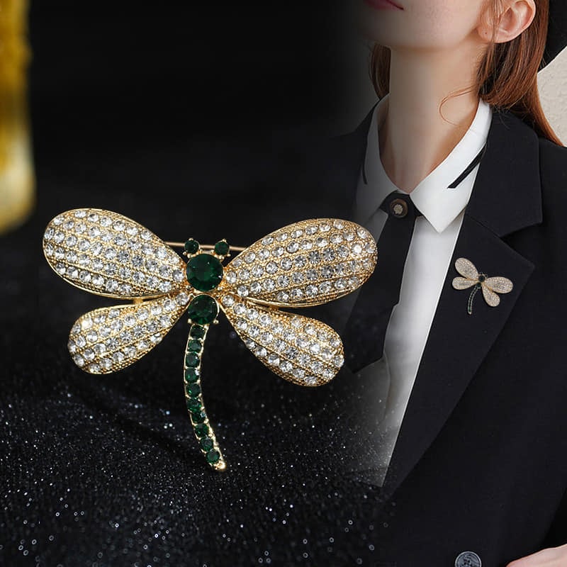 Picture of Crystal Dragonfly Brooch Hijab pin Fashion Creative Safty Pins For girls and Women - Gold