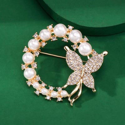 Picture of Flower Brooch Hijab Safety Pin for Women ( Unique Design ) - Gold