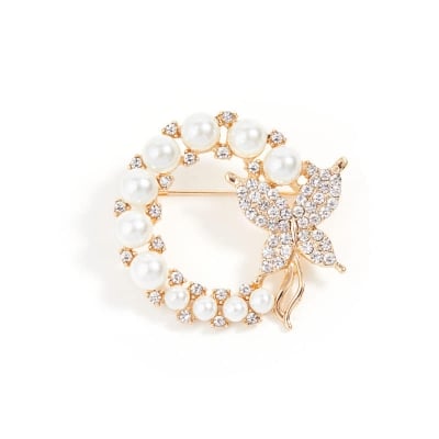 Picture of Flower Brooch Hijab Safety Pin for Women ( Unique Design ) - Gold