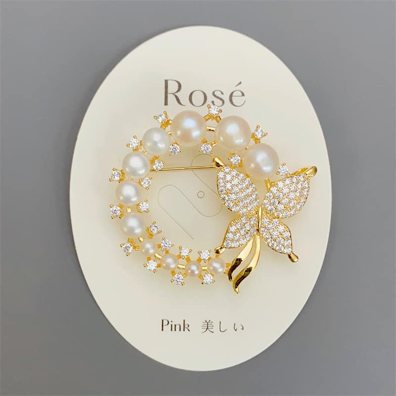 Picture of Flower Brooch Hijab Safety Pin for Women ( Unique Design ) - Gold