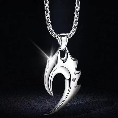 Picture of New Pendant Necklace For Men Stainless Steel Chain Necklace For Men - Silver