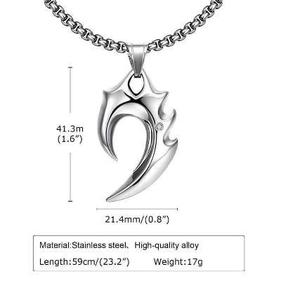Picture of New Pendant Necklace For Men Stainless Steel Chain Necklace For Men - Silver