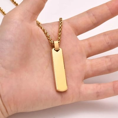 Picture of Stainless Steel  Golden Pendant Chain For Men - Gold