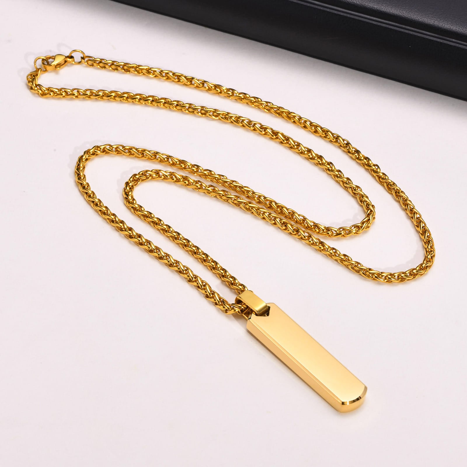 Picture of Stainless Steel  Golden Pendant Chain For Men - Gold