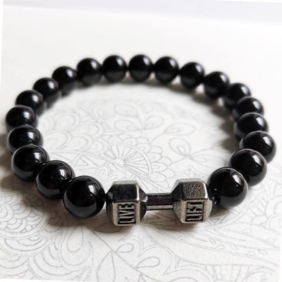Picture of Male Fitness Golden Dumbbell Sports Bracelet for Men - Silver