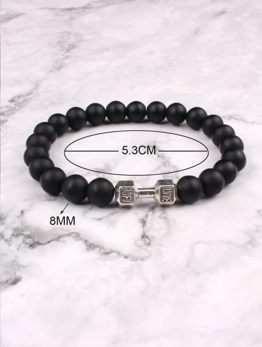 Picture of Male Fitness Golden Dumbbell Sports Bracelet for Men - Silver