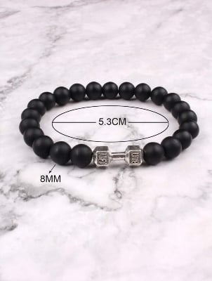 Picture of Male Fitness Golden Dumbbell Sports Bracelet for Men - Silver