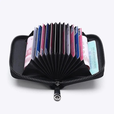 Picture of Compact Leather Card Holder with Zipper - Versatile Wallet for Both Men and Women For Boyfriend Gift - Blue