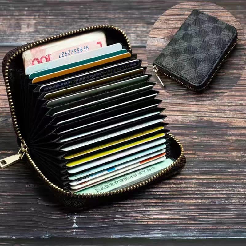Picture of Compact Leather Card Holder with Zipper - Versatile Wallet for Both Men and Women For Boyfriend Gift - Blue