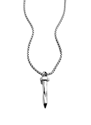 Picture of Twisted Shape Pendant Necklace For Men Women Stainless Steel Chain Necklace - Silver