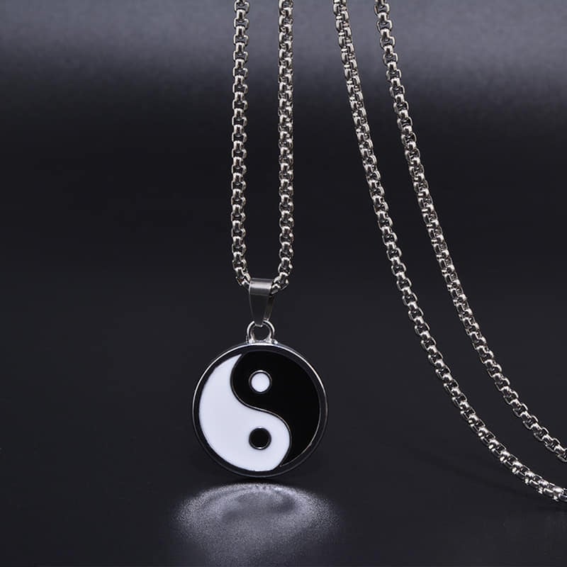 Picture of Black White Metal  Pendant Necklace For Men - Black