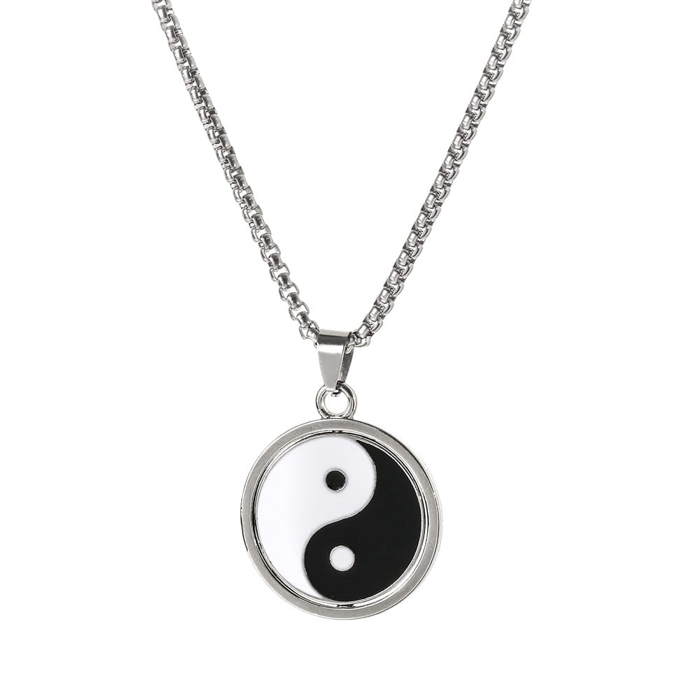 Picture of Black White Metal  Pendant Necklace For Men - Black