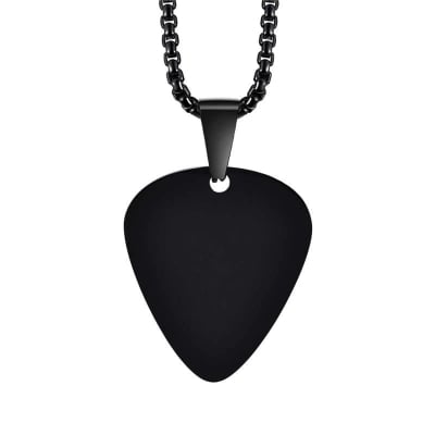 Picture of Black Guitar Stainless Steel Blanks Chain  Pendants 32*28MM-Black - Black