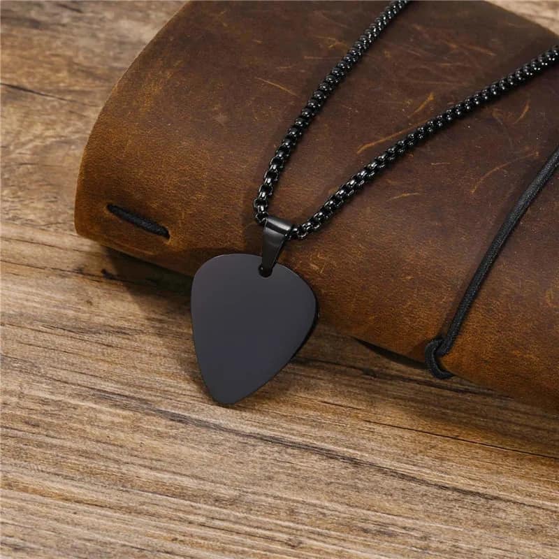 Picture of Black Guitar Stainless Steel Blanks Chain  Pendants 32*28MM-Black - Black