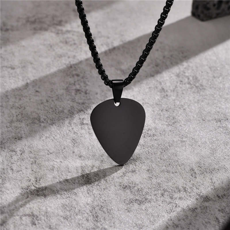 Picture of Black Guitar Stainless Steel Blanks Chain  Pendants 32*28MM-Black - Black