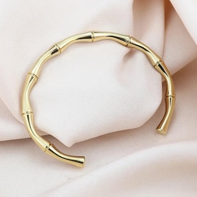 Picture of Joint Titanium Steel Bracelet Simple Opening Bracelet For Men - Gold