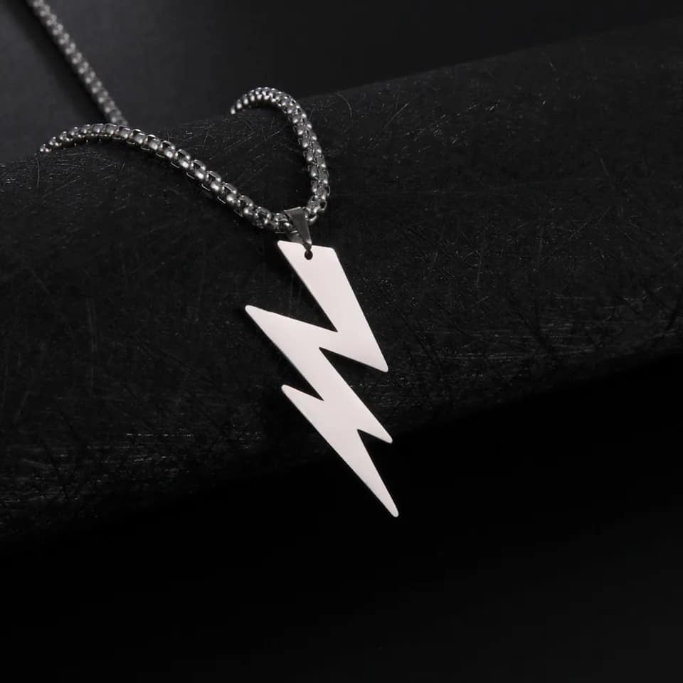 Picture of Men Lightning Bolts  Pendants Silver Color Stainless Steel Link Chain Fashion Jewelry Chain For Men/Gift for Men/Boys - Silver