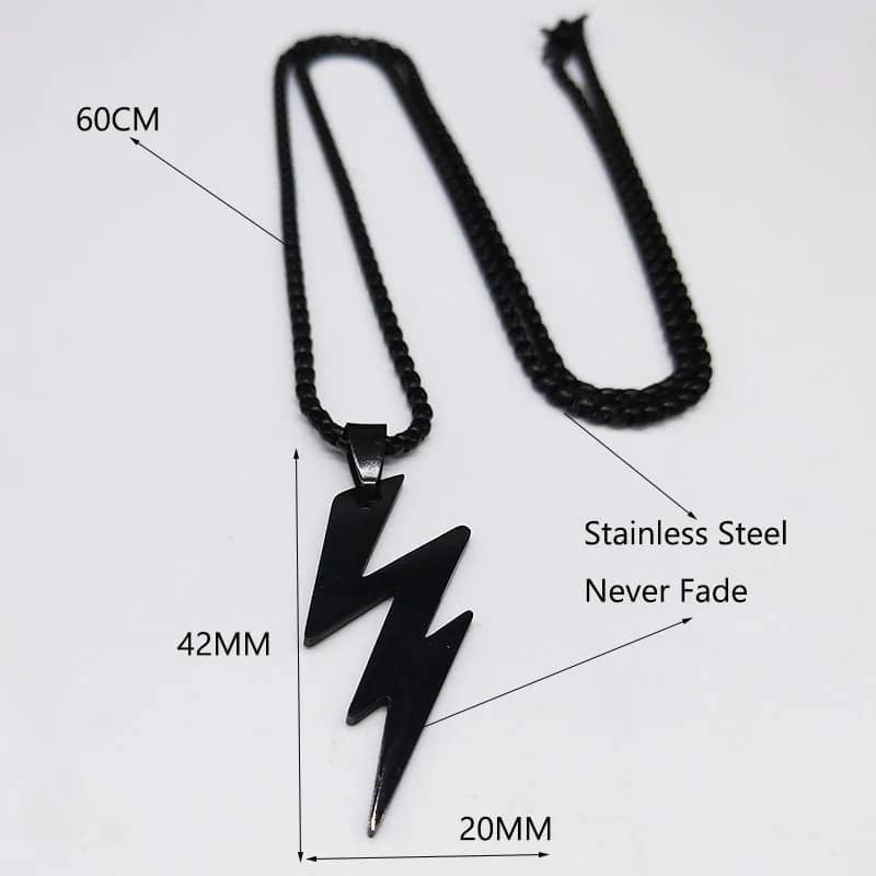 Picture of Lightning Pendant Necklace For Men Boys Gifts Jewelry - Black