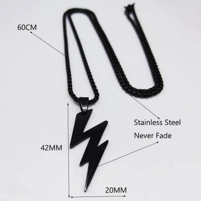 Picture of Lightning Pendant Necklace For Men Boys Gifts Jewelry - Black