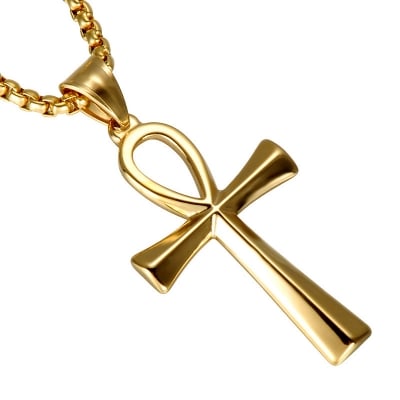 Picture of Fashion New Pendant Necklace Men Punk Trendy Simple Stainless Steel  golden  Chain - Gold
