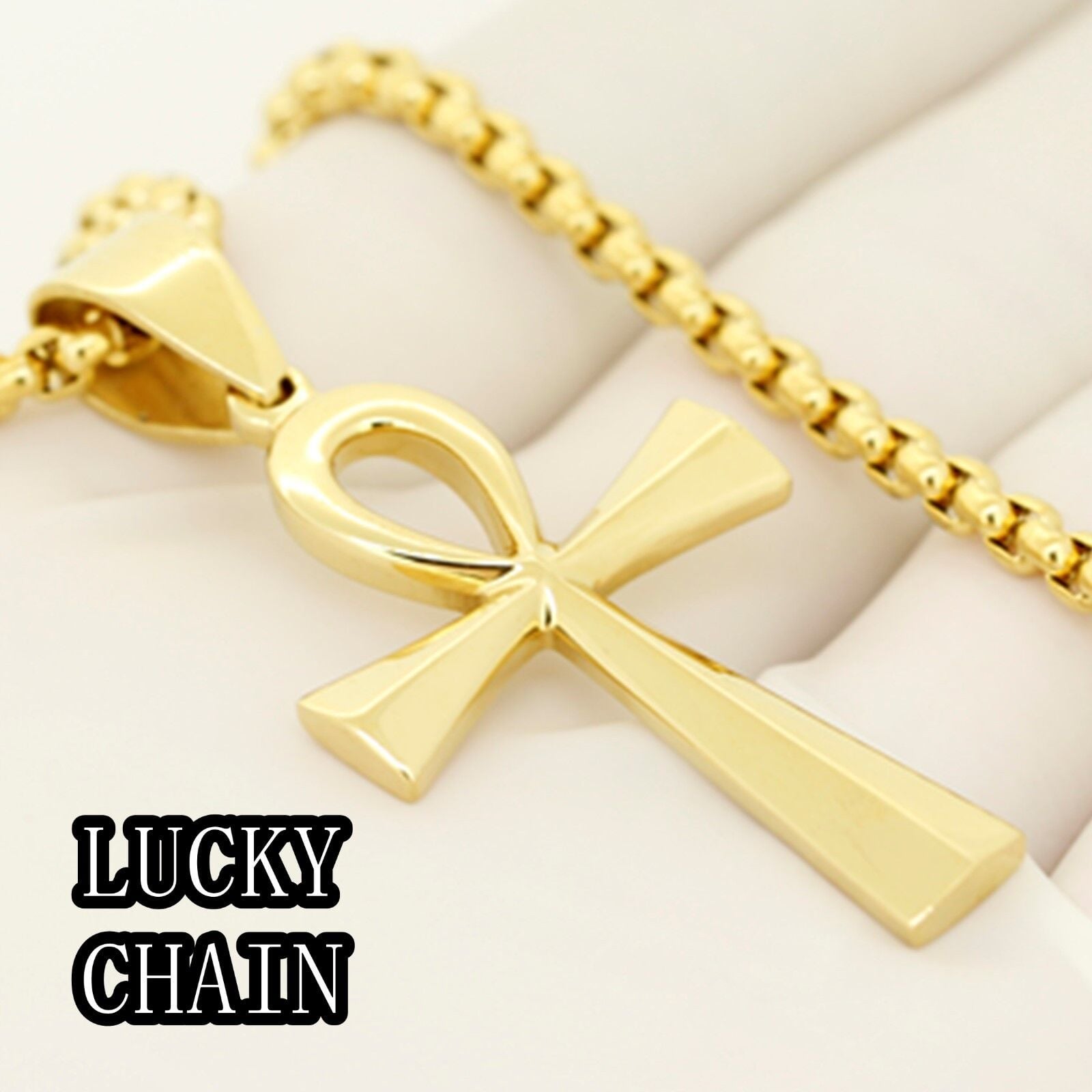 Picture of Fashion New Pendant Necklace Men Punk Trendy Simple Stainless Steel  golden  Chain - Gold