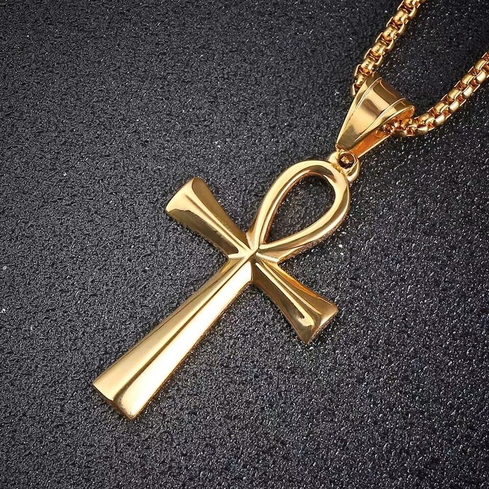 Picture of Fashion New Pendant Necklace Men Punk Trendy Simple Stainless Steel  golden  Chain - Gold
