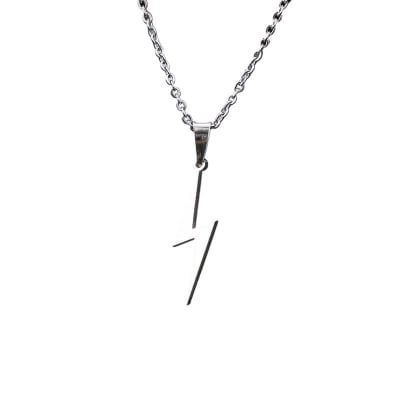 Picture of Stainless Steel  Blank Guitar Pick Pendant Necklace Chain  For Men/ Boys Gifts - Silver