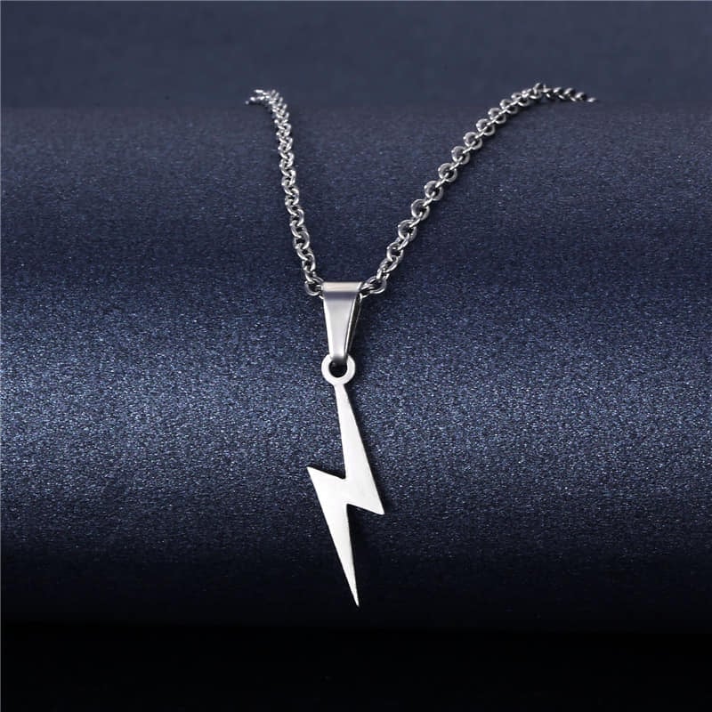 Picture of Stainless Steel  Blank Guitar Pick Pendant Necklace Chain  For Men/ Boys Gifts - Silver