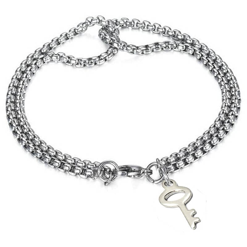 Picture of Fashionable Twisted  Stainless Steel Square Chain Bracelet for wo - Silver