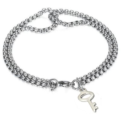 Picture of Fashionable Twisted  Stainless Steel Square Chain Bracelet for wo - Silver