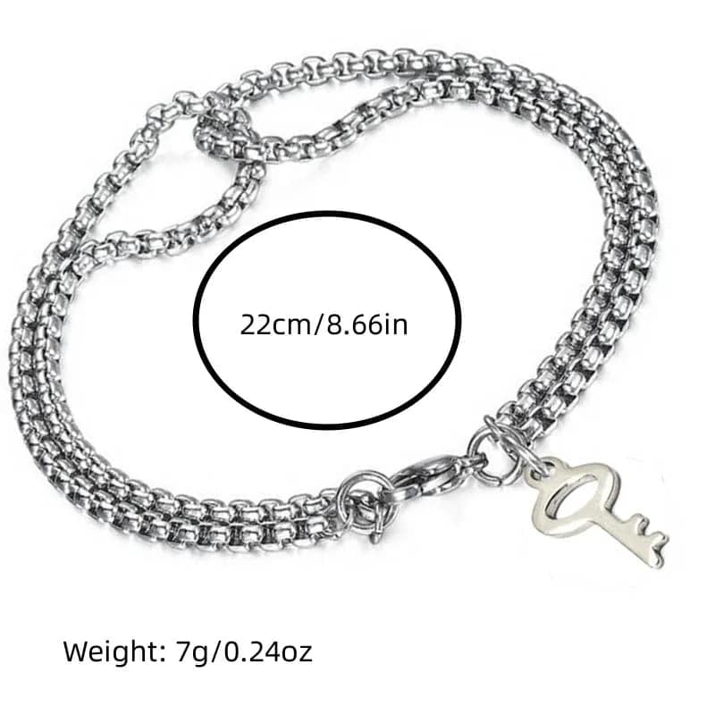 Picture of Fashionable Twisted  Stainless Steel Square Chain Bracelet for wo - Silver