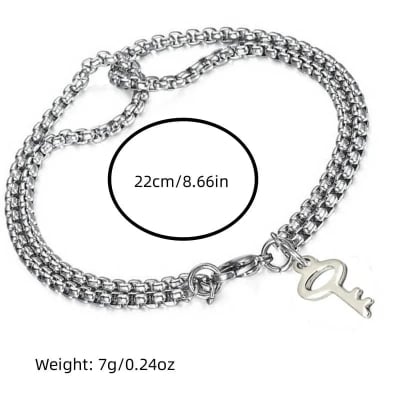 Picture of Fashionable Twisted  Stainless Steel Square Chain Bracelet for wo - Silver