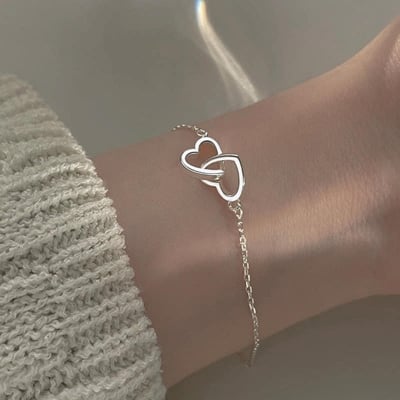 Picture of Korean  Fashion Love Chain Bracelet  For Women - Silver