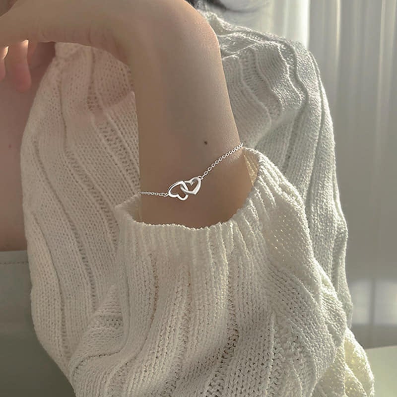 Picture of Korean  Fashion Love Chain Bracelet  For Women - Silver