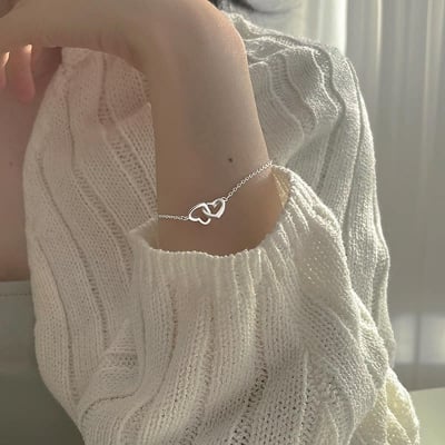 Picture of Korean  Fashion Love Chain Bracelet  For Women - Silver